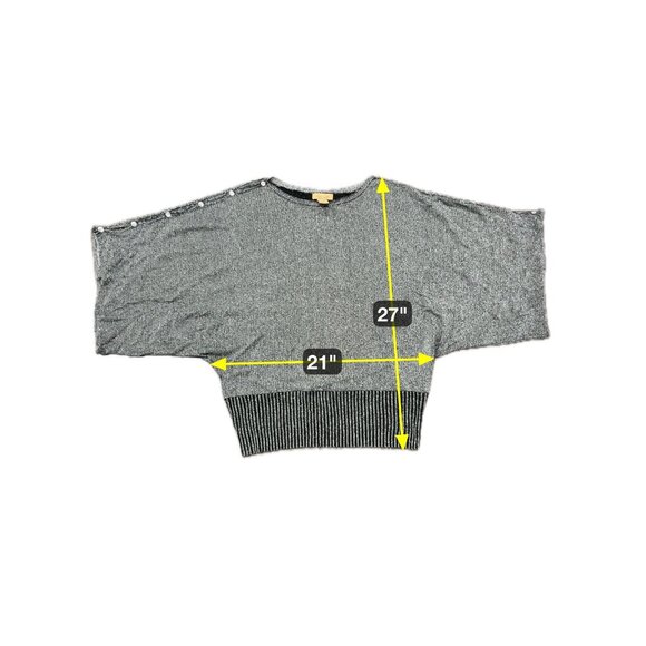 Peck & Peck Weekend Womens Gray Metallic Batwing Sweater Top Button Detail Sz XL - Picture 6 of 8